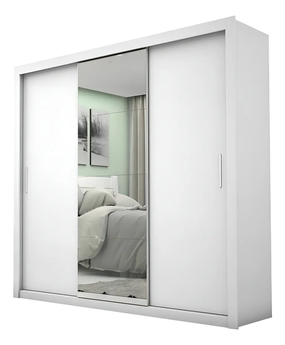 Guarda-Roupa Carioca Móveis Melissa Glass cor branco de MDP com 3 portas corrediças Branco