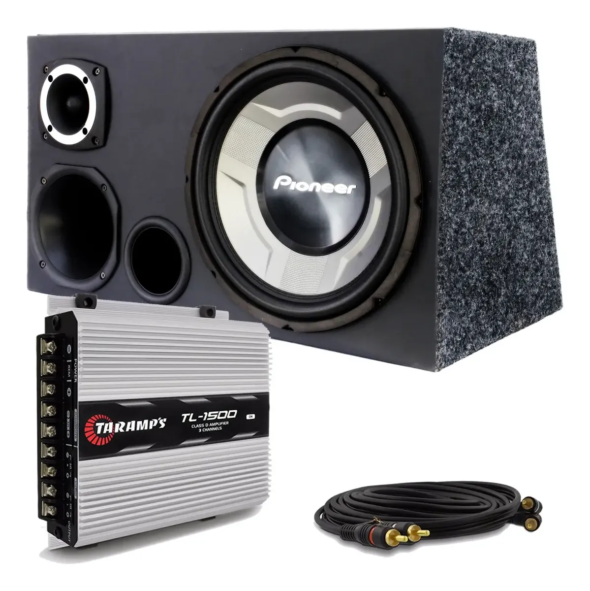 Caixa Trio Som Completa Pioneer 12 + Modulo Taramps Tl 1500