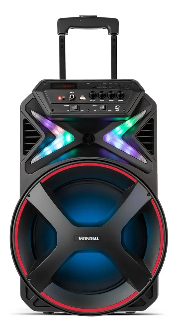 Caixa Amplificada Connect Lights Cm-400 Mondial Cor Preto/Vermelho